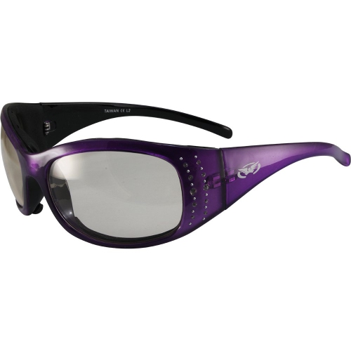 Global Vision – Lunettes de soleil Marilyn 2 24 plus Series, monture violette Crystal Reflection et verres transparents photochromatiques