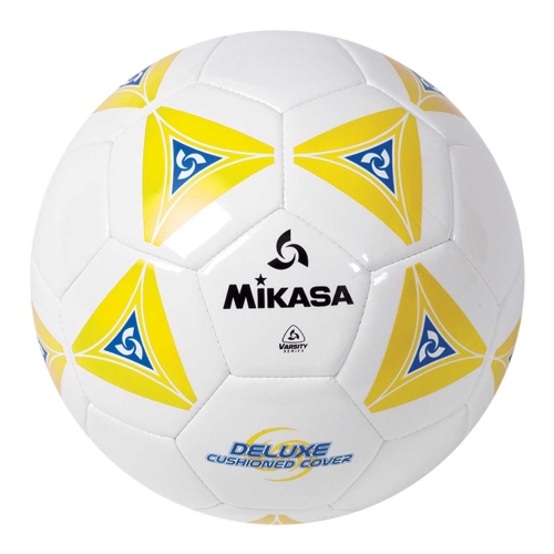 Mikasa SERIOUS Ballon de Soccer en Cuir - Balle Deluxe Rembourrée, Jaune et Blanc Taille 4