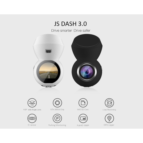 JS Dash 3.0 - Plug & Play Dash Cam- Full HD 1080p Dashcam w/ Parking Monitor & 1.22" LED Screen & GPS