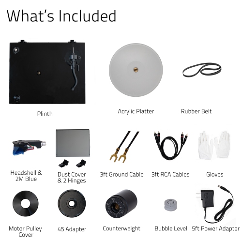 Tourne-disque haute fidélité RT85 de la série Reference de Fluance avec cartouche bleue Ortofon 2M et plateau en acrylique