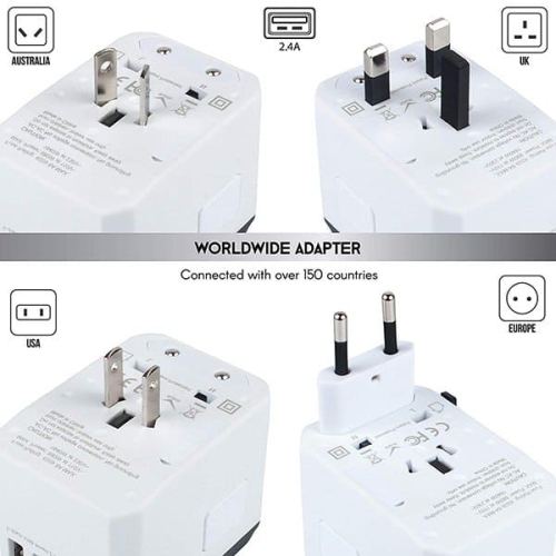 Raxxio Universal Travel Adapter Plug with USB Type C 2.4A 4 USB Ports