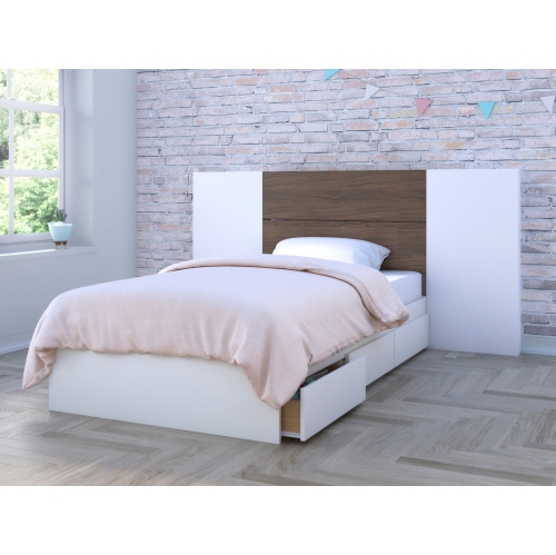 Nexera 3 Piece Twin Bedroom Set White And Walnut Best Buy Canada