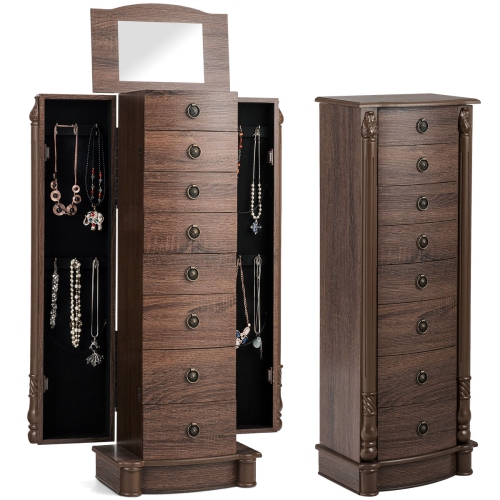 Costway Jewelry Cabinet Chest Armoire Box Large Stand Organizer W