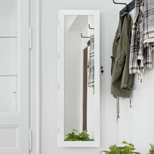 Costway Door Mounted Mirrored Jewelry Cabinet Armoire Organizer Lockable w/ 2 Drawers