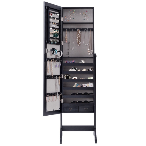 Costway Mirrored Jewelry Cabinet Armoire Storage Organizer Box w/ Drawers Christmas Gift