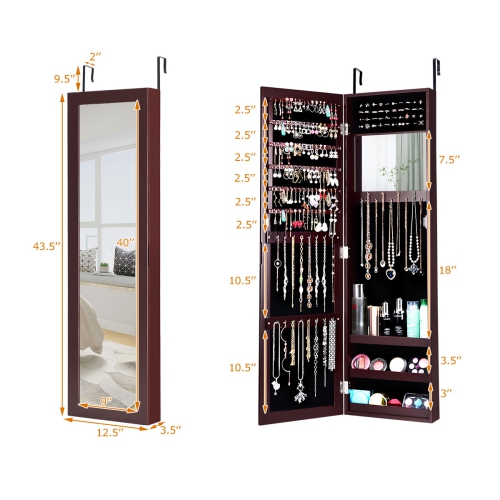 Armoire à bijoux avec miroir Costway