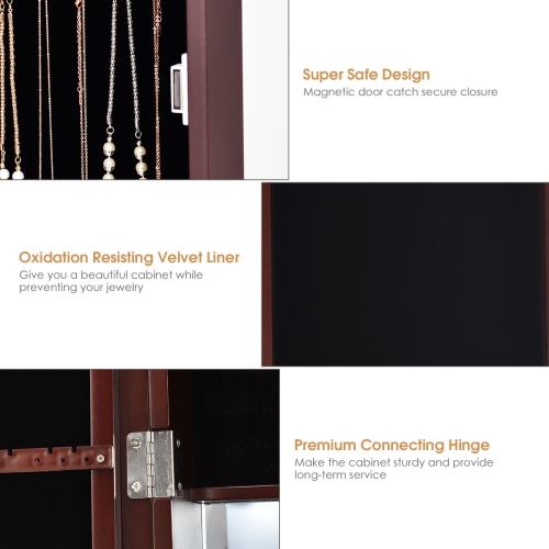 Armoire à bijoux avec miroir Costway