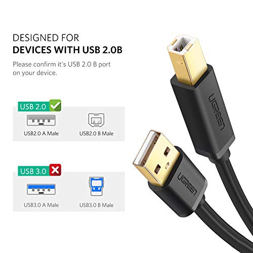 Basesailor USB Printer Cable with USB Type C to USB Adapter,USB 2.0 A-Male to B-Male Scanner Cord Compatible with Brother Xerox Lexmark and More HP Epson Canon Dell 6.6 FT Samsung
