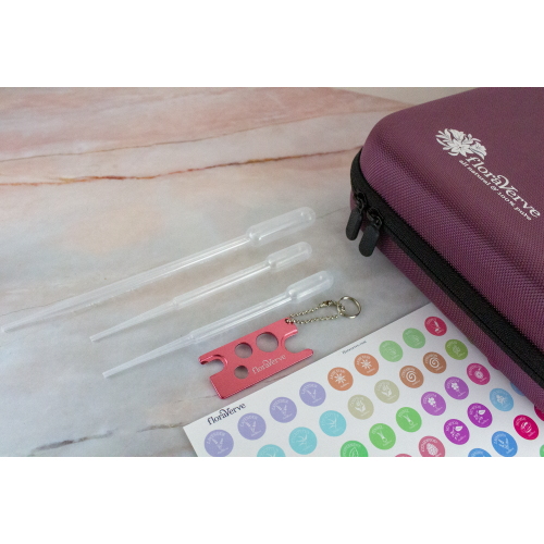 floraVerve Essential Oils Carrying Case, Bottle Opener & Cap Sticker