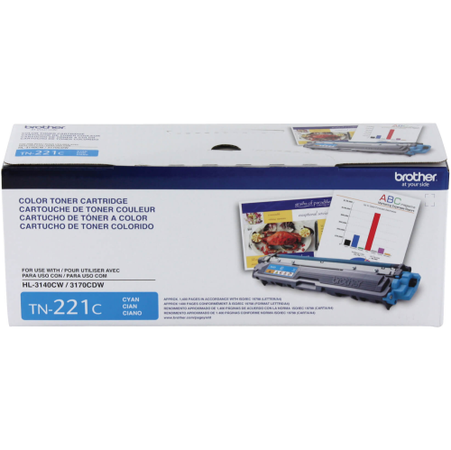 Brother TN221C Cyan Original Toner Cartridge, For HL3140, HL3180, MFC9130, MFC9340