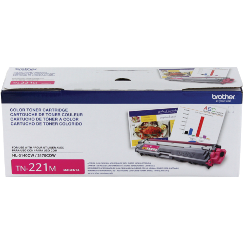 Brother TN221M Magenta Original Toner Cartridge, For HL3140, HL3180, MFC9130, MFC9340