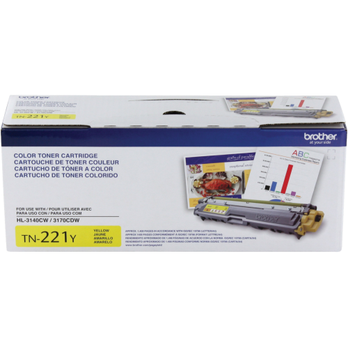 Brother TN221Y Yellow Original Toner Cartridge, For HL3140, HL3180, MFC9130, MFC9340