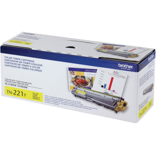 Brother TN221Y Yellow Original Toner Cartridge, For HL3140, HL3180, MFC9130, MFC9340