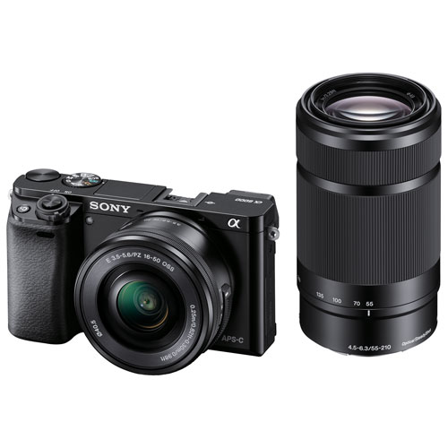 Sony Alpha a6000 Mirrorless Camera with 16-50mm/55-210mm Lenses - Black