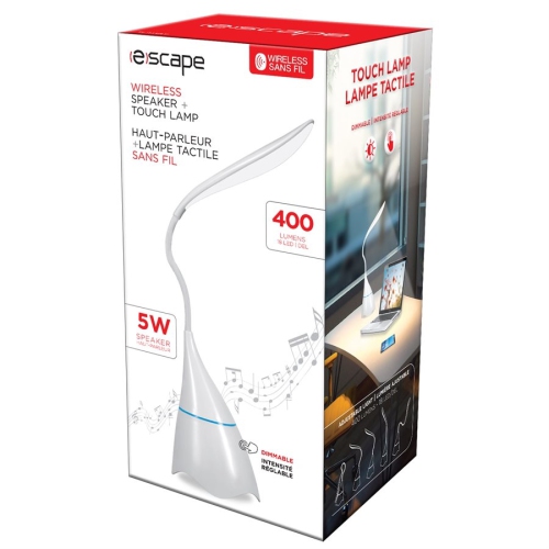 Escape TL913BT Adjustable Intensity Touch Lamp + Wireless Speaker White