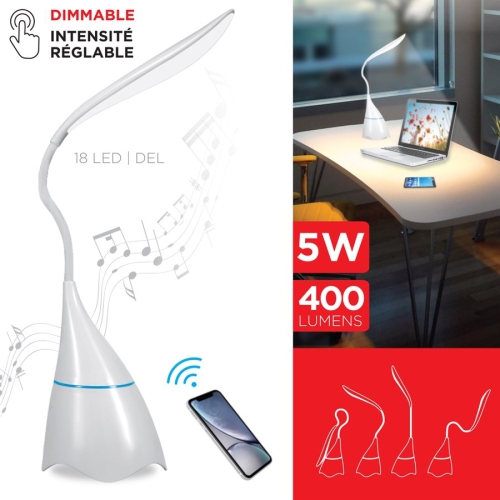 Escape TL913BT Adjustable Intensity Touch Lamp + Wireless Speaker White