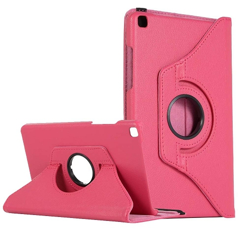 【CSmart】 360 Rotating Leather Tablet Case Smart Stand Cover for Samsung Galaxy Tab A 8.0" 2019, T290 T295 T297, Hot Pink