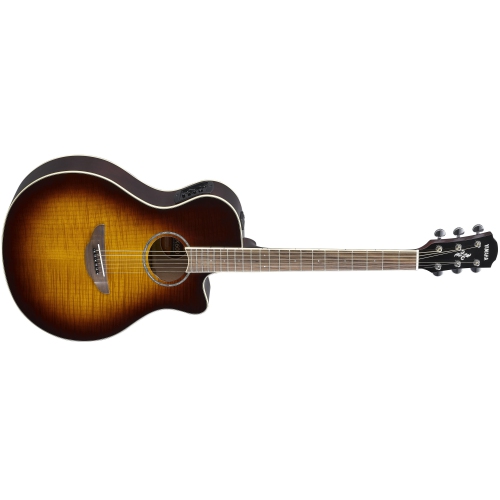 Guitare électrique acoustique APX600FM de Yamaha avec pan coupé - fini érable moiré Brown Sunburst