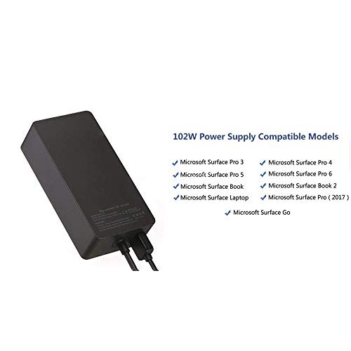 102W 15V 6.33A Power Supply for Microsoft Surface Book Surface Book 2 Surface Laptop Surface Go Surface Pro 3 Pro 4 Pro