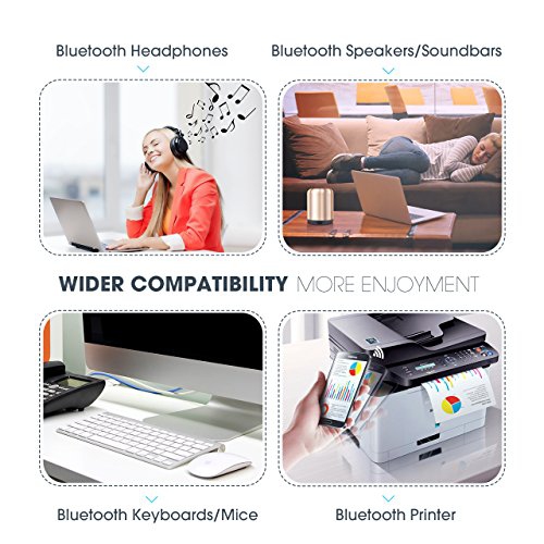 Mpow USB Bluetooth Adapter, Wireless Dongle for Stereo Music, Keyboard, Mouse, PC Desktop Computer with Windows 10,