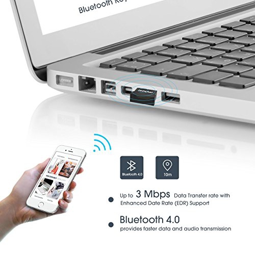 Mpow USB Bluetooth Adapter, Wireless Dongle for Stereo Music, Keyboard, Mouse, PC Desktop Computer with Windows 10,