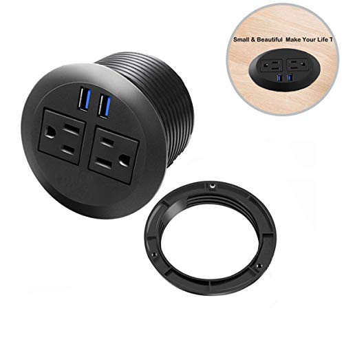 Power Desk Grommet Hidden Power Strip Desktop 2 Outlet 2 Usb Ports