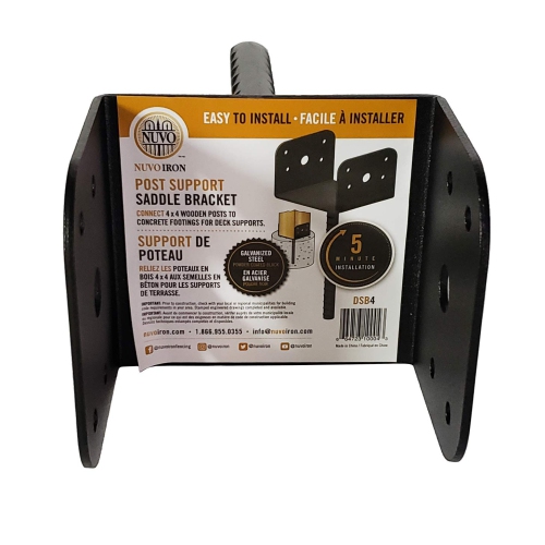 Post Support Saddle Bracket Holder for 3.5"x3.5" Posts, Galvanized Steel Powder Coated Black - DSB4