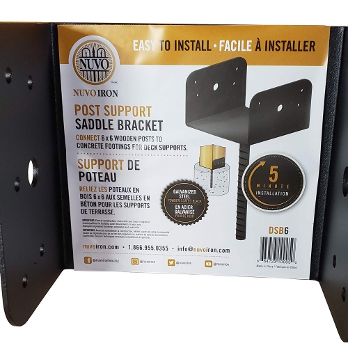 Support de selle de soutien pour montants de 5.5 x 5,5 po, acier galvanisé au fini pulvérisé noir - DSB6