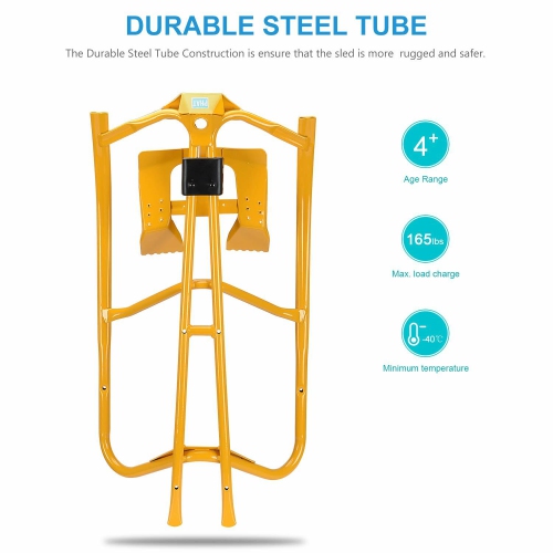 Traîneau de chasse-neige, planche à skis Slider, trottinette en acier durable pour vélo d'hiver Luge extérieure Winter Rush Sledge avec volant et