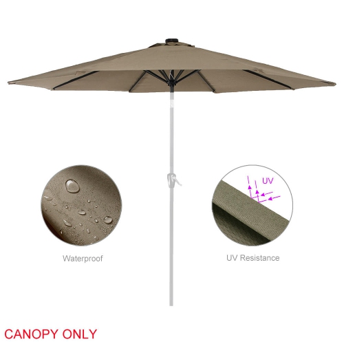 Patio Umbrella Cover Replacement Top Canopy for 9ft 8 Ribs, TAN - LIVINGbasics®