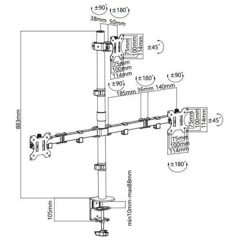 Heavy Duty Full Motion Arm for 13" - 32" LCD LED Screen, Triple Monitor Desk Mount Monitor Stands with VESA 75x75 and 100x100mm Patterns