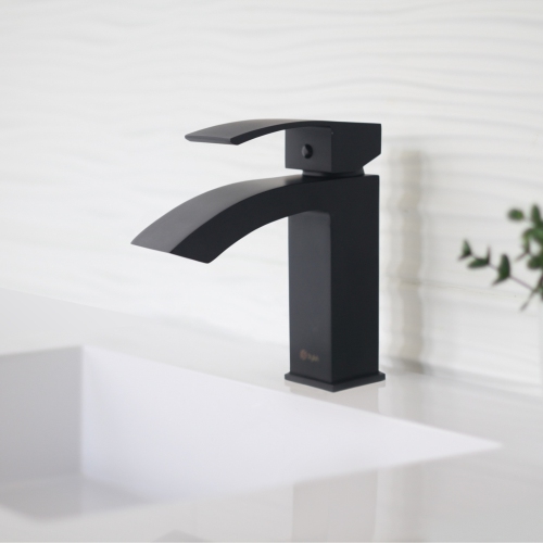 STYLISH Single Handle Bathroom Faucet for Single Hole Brass Basin Mixer Tap, Matte Black B-109N