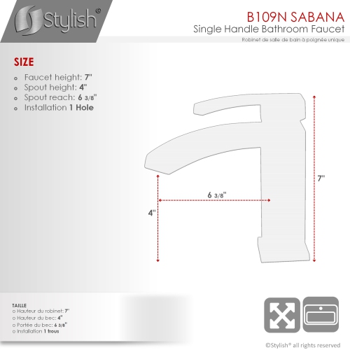 STYLISH Single Handle Bathroom Faucet for Single Hole Brass Basin Mixer Tap, Matte Black B-109N