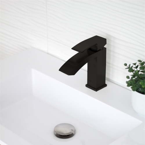 STYLISH Single Handle Bathroom Faucet for Single Hole Brass Basin Mixer Tap, Matte Black B-109N