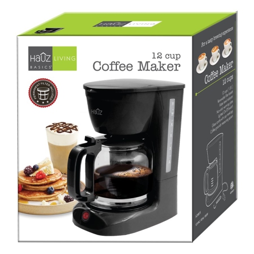 Hauz ACM875 12 Cup 1.8L Drip Coffee Maker Black