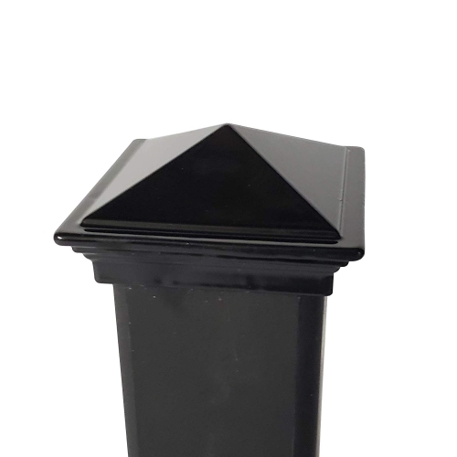 2" x 2" Aluminium Pyramid Post Cap for Metal Posts - Pressure Fit - Black