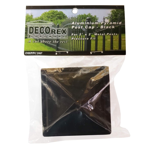 2" x 2" Aluminium Pyramid Post Cap for Metal Posts - Pressure Fit - Black