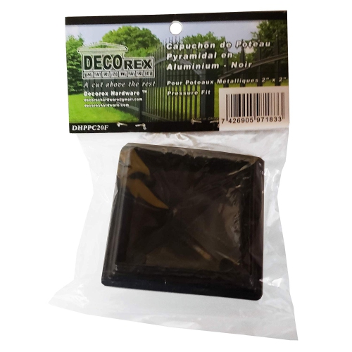 2" x 2" Aluminium Pyramid Post Cap for Metal Posts - Pressure Fit - Black