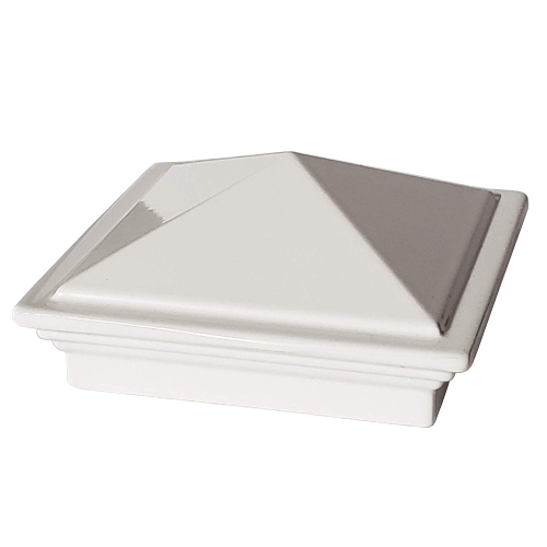 2" x 2" Aluminium Pyramid Post Cap for Metal Posts - Pressure Fit - White