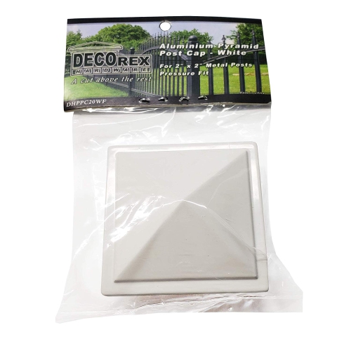2" x 2" Aluminium Pyramid Post Cap for Metal Posts - Pressure Fit - White
