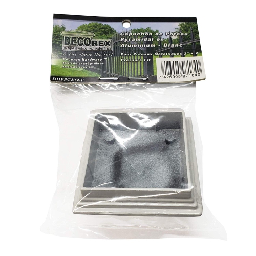 2" x 2" Aluminium Pyramid Post Cap for Metal Posts - Pressure Fit - White