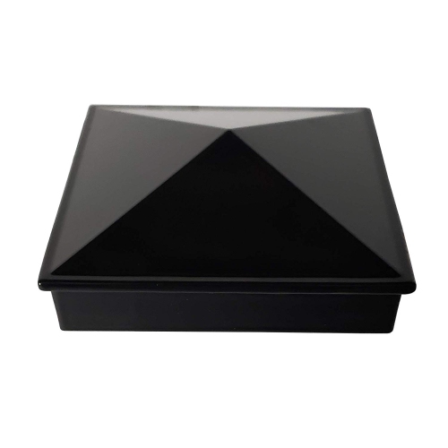 3" x 3" Aluminium Pyramid Post Cap for Metal Posts - Pressure Fit - Black