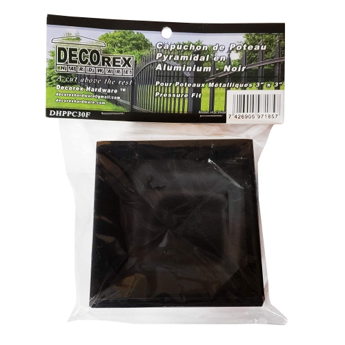 3" x 3" Aluminium Pyramid Post Cap for Metal Posts - Pressure Fit - Black