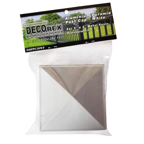 3" x 3" Aluminium Pyramid Post Cap for Metal Posts - Pressure Fit - White