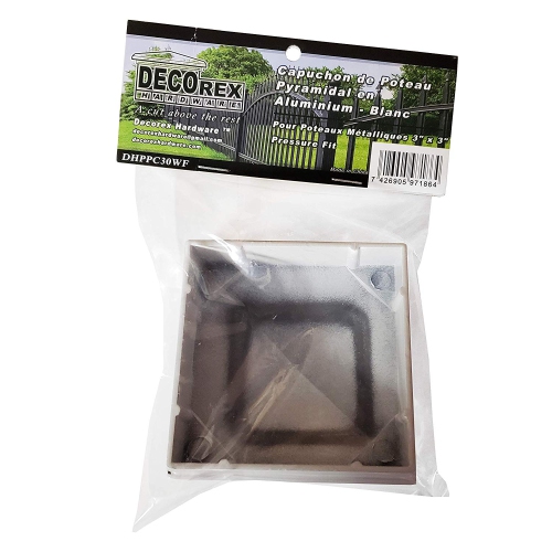 3" x 3" Aluminium Pyramid Post Cap for Metal Posts - Pressure Fit - White