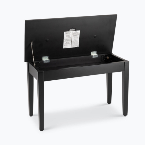 On Stage MUS KB8904B KB8904B Deluxe Piano Bench with Storage Compartment, Black Satin