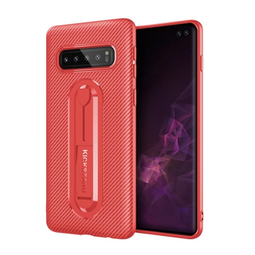 CORDI  Rugged Armor Case Anti Shock Carbon Fiber Stand Case for Samsung Galaxy S9 Plus (Red)