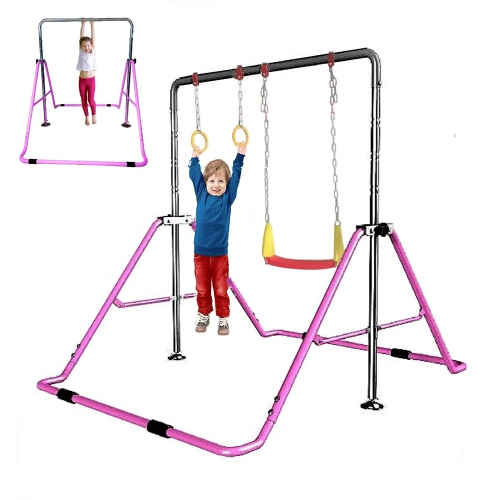 X Factor Kids Jungle Gym Playground Set 3 in 1 Swing, Trapeze Rings Monkey Bars Expandable Junior Training Bar Foldable