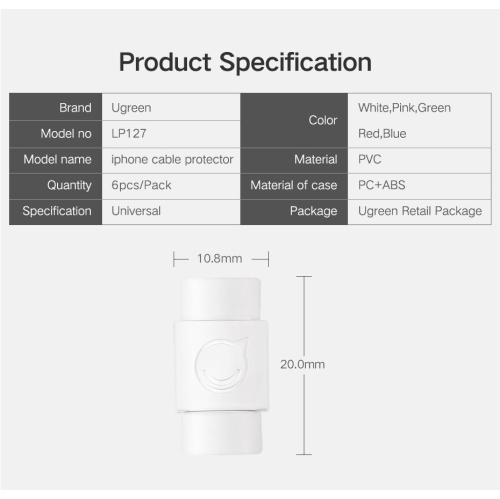 UGREEN Data cable tail protection sleeve Red 6Pcs