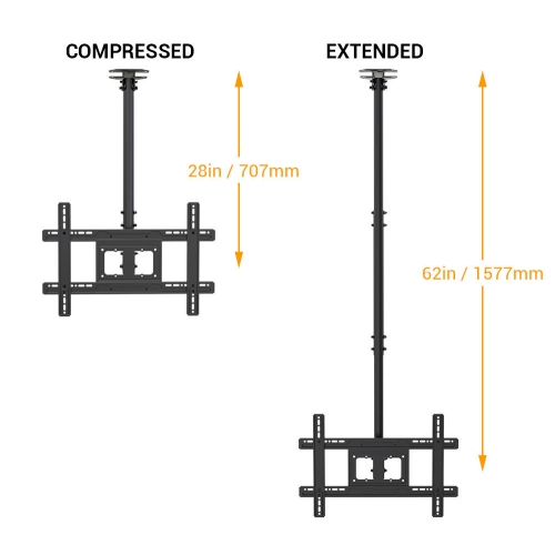 Support de plafond universel pour téléviseur de 37 à 80 po; hauteur réglable; tablette pour téléviseur jusqu'à 110 lb; VESA 600 x 400 mm
